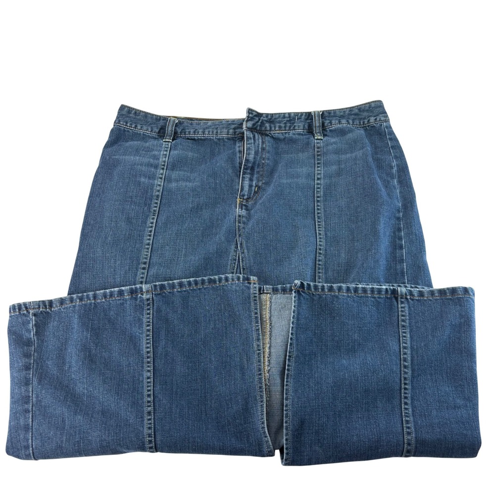 Old Navy Womens Plus Blue Denim Maxi Skirt Size 18 Medium Wash Rear Flap Pockets
